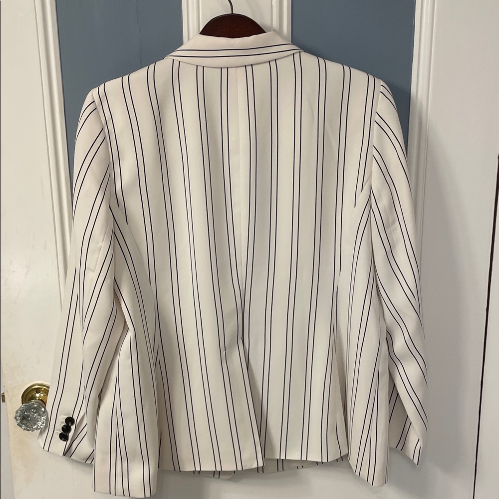 Talbots Ivory and Navy Stripe Blazer Suit Jacket - Picture 7 of 7